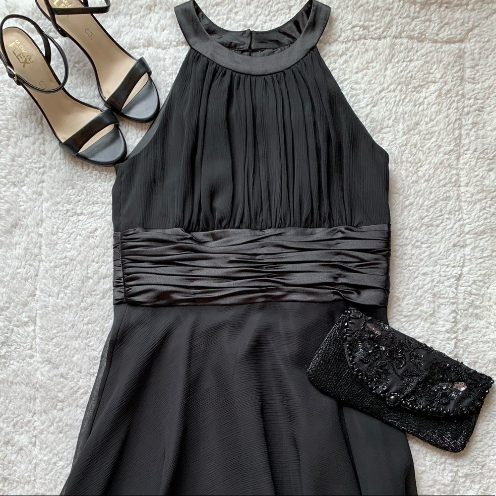 SOLD Ricki’s Fit & Flare High Neck Halter Midi Dress